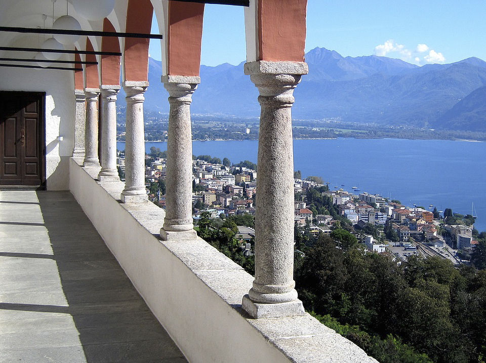 Lake Columnar Landscape Locarno Switzerland Ticino